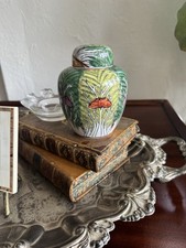 Bok Choy Famille Verte Ginger Jar Chinese Chinoiserie Butterfly