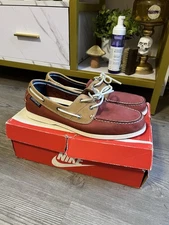 Size 10.5 - Crown & Ivy Boat Loafers Red & Brown
