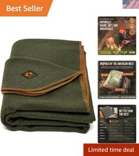 Military Wool Blanket - Warm, Thick, Washable - Great for Outdoors, Camping, ...