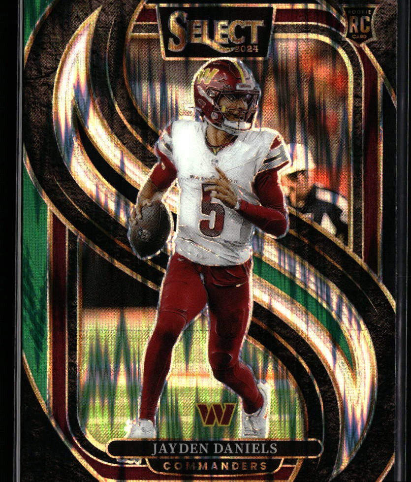 Jayden Daniels 2024 Panini Select #112 Black & Green Prizm Shock