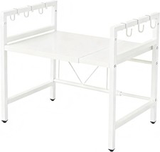 White Expandable Microwave Oven Shelf Unit Adjustable Kitchen Countertop Stand