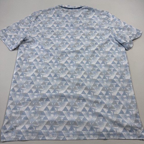 Travis Mathew Polo Golf Shirt Geometric Palm Tree Pattern Blue White Men's 2XL - Picture 10 of 11
