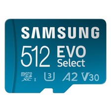 Samsung Evo Select MB-ME512SA 512GB Micro SDXC Memory Card A2 V30 U3 w/ Adapter