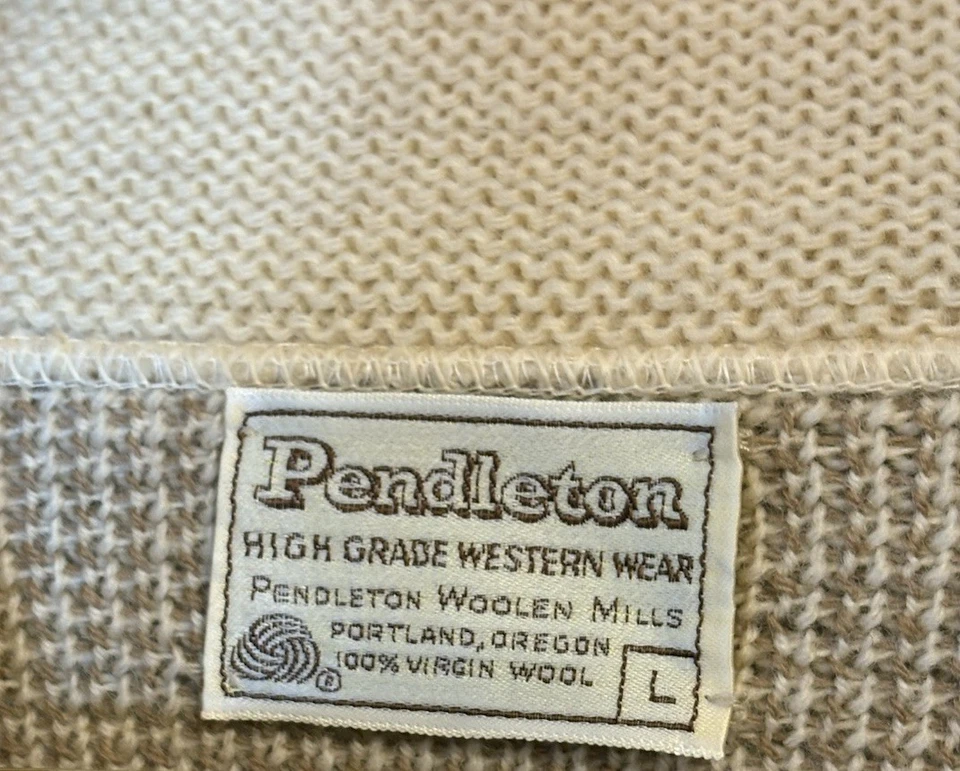 Vintage 70s Pendleton Western Wear Chief Joseph Wool Shawl Cardigan Size L Aztec - Image 4 of 4