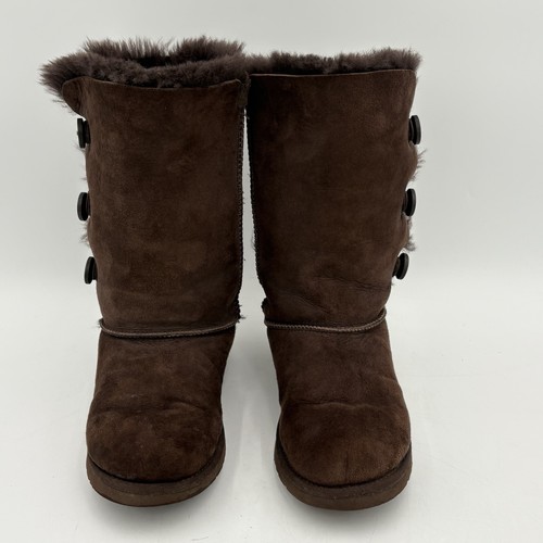 UGG Australia Bailey Boots Triplet Button Lammfell Damen 5 dunkelbraun Winter - Bild 3 von 13