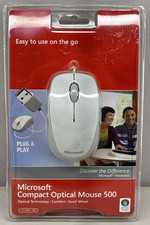 Microsoft Compact Optical 500 Wired USB Scroll Wheel Mouse Model 1344 New Sealed