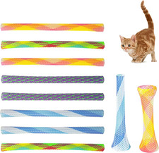 Cat Spring Tube Toys Nylon Mesh Coil Interactive Kitten Chew Chase Toy Multipack