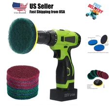 4 Inch Drill Power Brush Tile Scrubber Scouring Pads Cleaning Kit, Includes A...