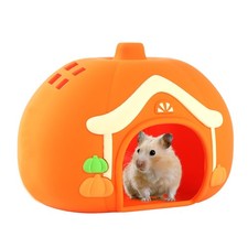 Guinea Pig Bed, Silicone Hamster Hideout Cave Waterproof One Size, Orange