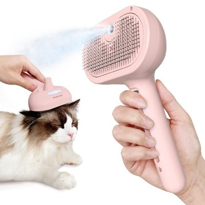 L&W BROS. Steam Grooming Brush for Shedding and Detangling   Pink