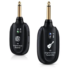 A8 Wireless Guitar System UHF 2 Modes, Rechargeable Li-Battery, 100ft Range, ...
