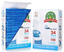 Diaper Pail Refill Bags 34 Bags 1088 Counts Compatible with Arm Hammer Dispos...