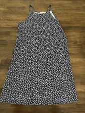 Wallflower Navy Blue Floral Mini Slip Dress Loose Fit Flowy Sz Medium 