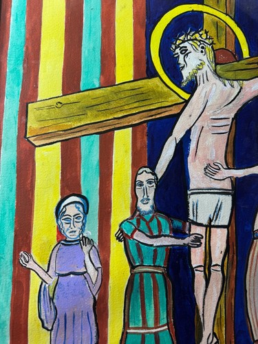 Original Horton Davies "Descent From The Cross" Mixed Media Painting - Framed - Picture 10 of 19