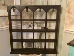 Large Shabby Farmhouse Wood Knick Knack Display Shelf Curio