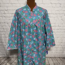 Vintage Smart Time Snap Front Housecoat Size Large - Apples  Hearts