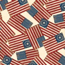 Patriotic Fabric - Colors of Freedom Rustic Flag Toss Cream - Wilmington YARD