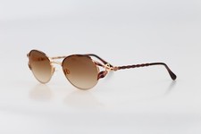Diva 5074 E 73 E, Vintage 90s gold  tortoise victorian round sunglasses NOS