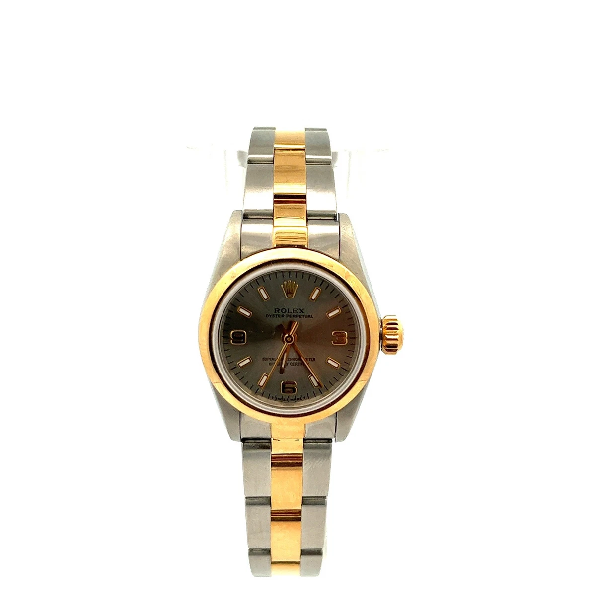 Rolex Oyster Perpetual 67183 Silver Dial Two Tone eBay