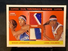 SHAUN LIVINGSTON & LIONEL CHALMERS RC #/75 PATCH~2004-05 FLEER THROWBACK THREADS