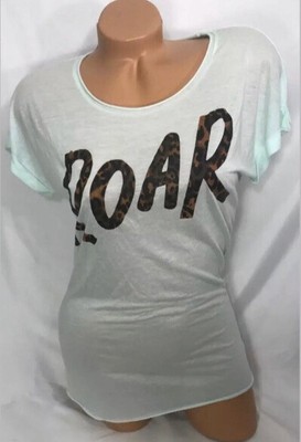 victoria secret Pink Animal Print Roar Graphic Tee Shirt Size Small 