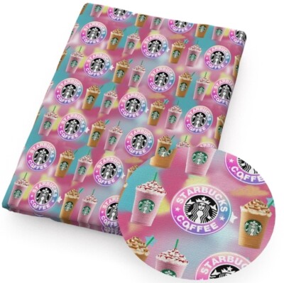 Coffee shop FAUX LEATHER SHEET 8 X 12'' 1179549 Ombre Rainbow Barista Frap LITCHI