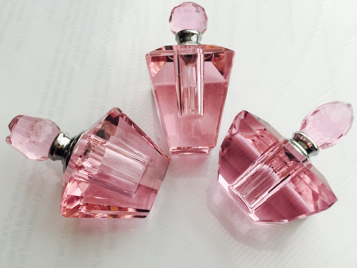 Set of Three Collectible Refillable Heavy French Pink Crystal