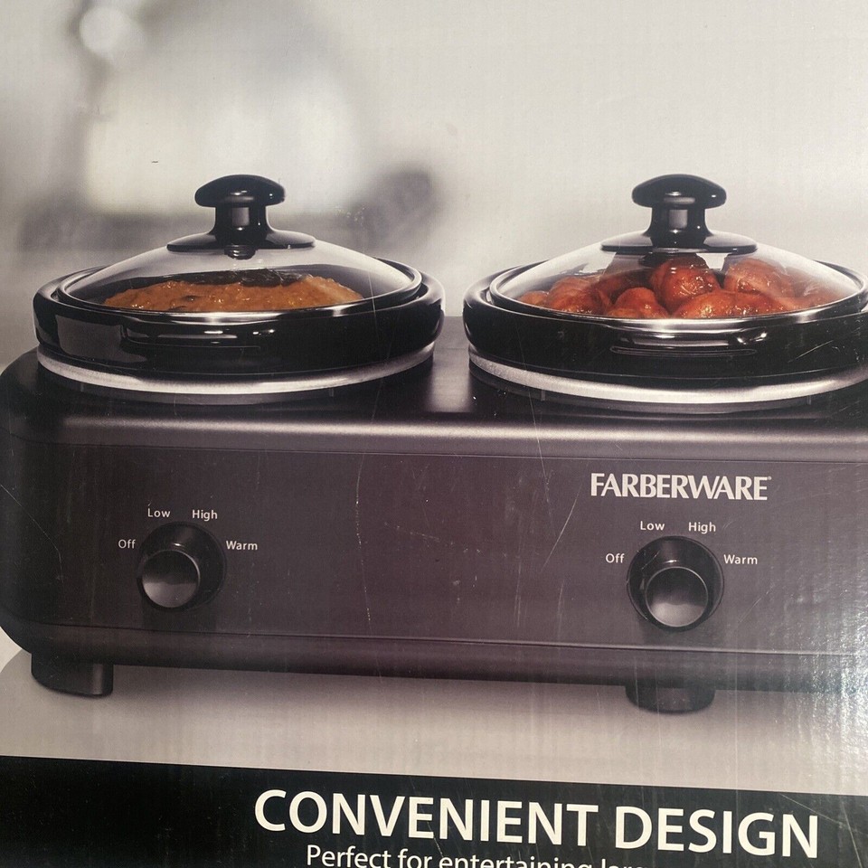 Farberware Triple Slow Cooker w/ Individual Temp Settings Temp. Glass