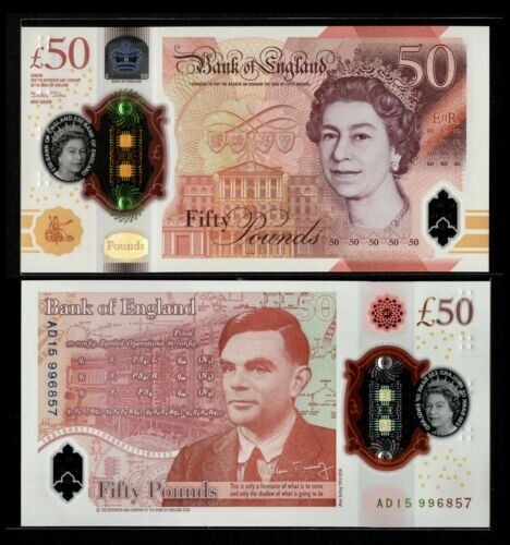 50 BRITISH POUNDS Bank Of ENGLAND Polymer BANKNOTES, Q.E.II | eBay