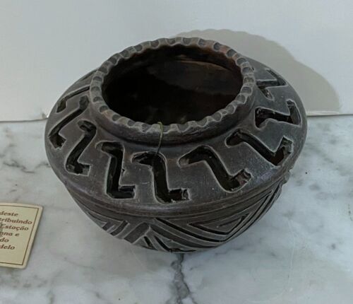 WUNDERSCHÖNE VINTAGE BRASILIANISCHE AMAZON MARAJOARA TERRAKOTTA KERAMIKVASE
