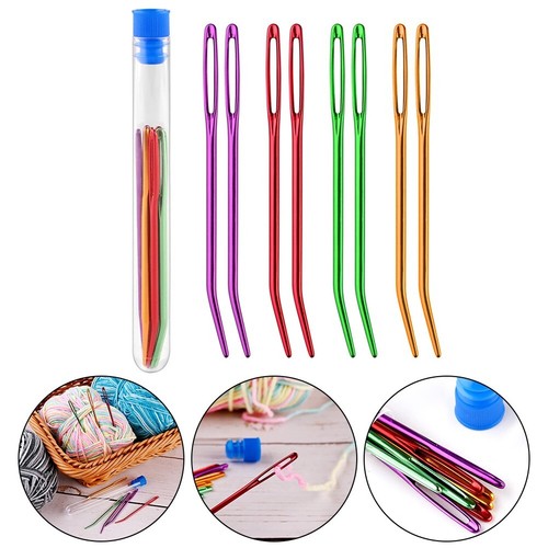 Curved Tip Needle Set for Quilting Sewing and Knitting 8 Bright Needles