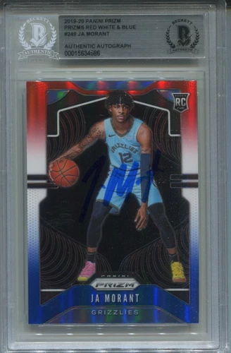 2019-20 Ja Morant Panini Prizm AUTO RED WHITE BLUE Rc #249 BGS BAS AUTHENTIC