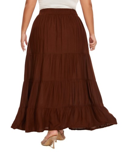 BeautyBatik Black Women Cotton BOHO Gypsy Long Maxi Tier Flare Skirt XL 18 - Picture 7 of 8