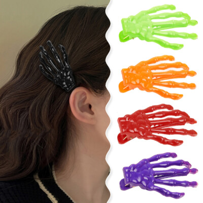 Skeleton Hand Hairpin Halloween Skull Hand Bone Bangs Side Clip Decor Headwear
