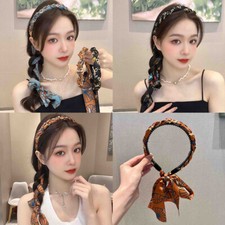 Women Fashion Long Ribbon Bows Girls Head Bands Braid Hairbands Hair Accessories