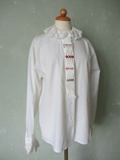 Hess Frackmann Trachtenbluse Trachten Bluse weiss schöne Spitze Größe 40 L