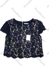 NWT Eliza J dressy cropped blouse Blue Color Size 12 Excellent Condition