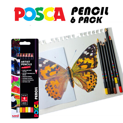 Uni Posca Öl Wachs Stift Sets (6) - Helle Farben Multi Effekt Künstler Packungen