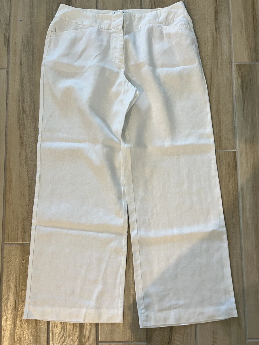Chicos 2 linen unlined white pants slacks wide leg. 31.5 Inseam