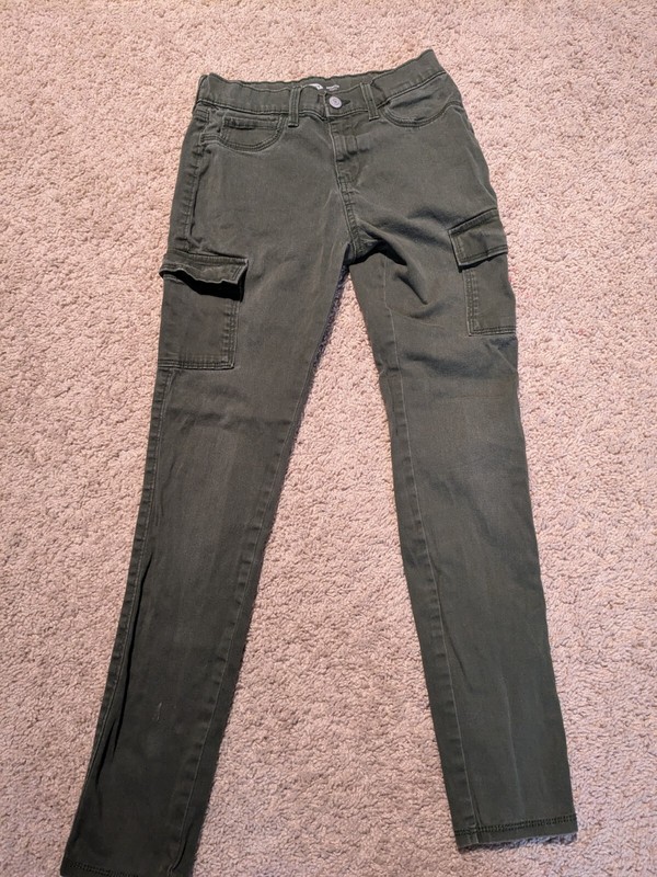 Old Navy Cargo Pants Girls Size XL 14 Green Rockstar Jeggings