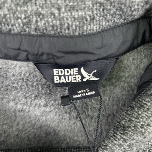 Chaqueta Eddie Bauer Para Hombres Pequeña Suéter Camisa Polar H. Gris Ébano Abotonada - Imagen 5 de 15