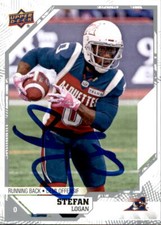 Stefan Logan Signed 2019 Upper Deck CFL Football card Montreal Alouettes