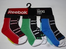 Reebok 6 Pair Baby Boy Socks-6-12 Months-New-6 Different Colors