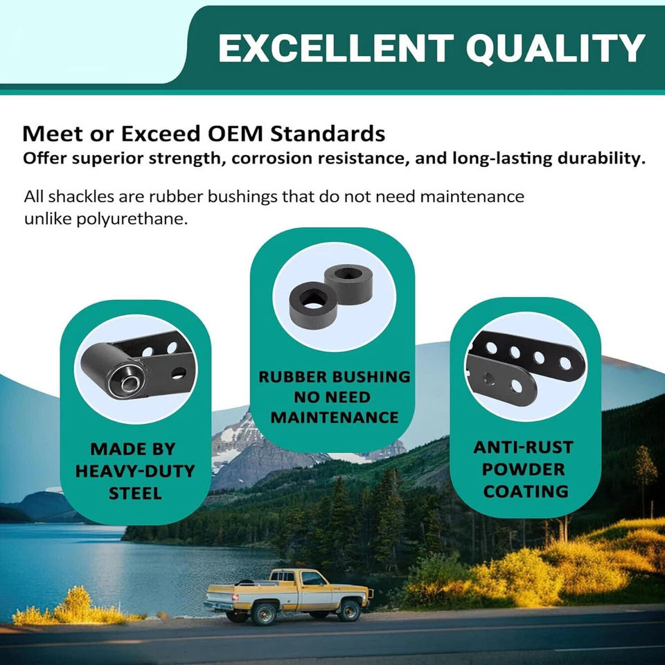 2"-3" Rear Lowering Drop Shackle Kit For 1992-1999 Chevy K1500 & K2500 Suburban — 第 3/4 张图片
