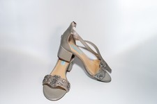 SB-Mel Silver Satin Rhinestone High Heel Sandals size 6