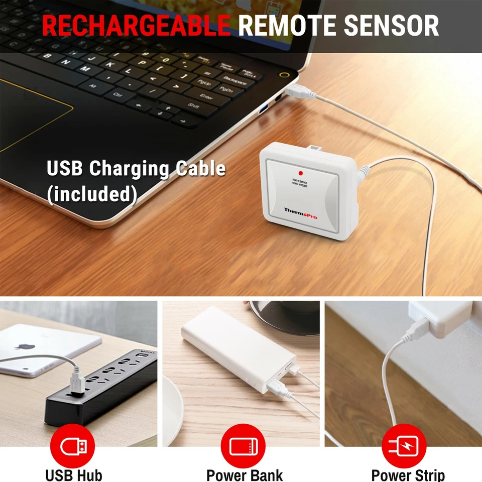 ThermoPro TP65BW Wireless Indoor Outdoor Thermometer Hygrometer Humidity Monitor - Image 4 of 4