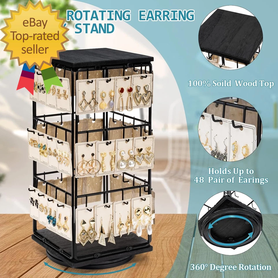 360 Rotating Earring Display Stands for Selling Earring Rack Display Holder Stan - Image 2 of 4