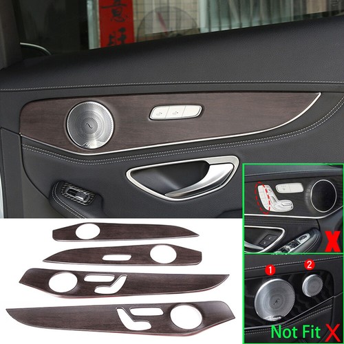 For Benz C GLC Class W205 X253 2016-21 Oak Grain ABS Interior Door Panel Cover×4