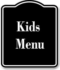 Kids' Menu BLACK Aluminum Composite Sign