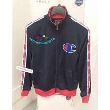 CHAMPION MENS BIG C PRINT LOGO TRACK JACKET NAVY BLUE SIZE MEDIUM